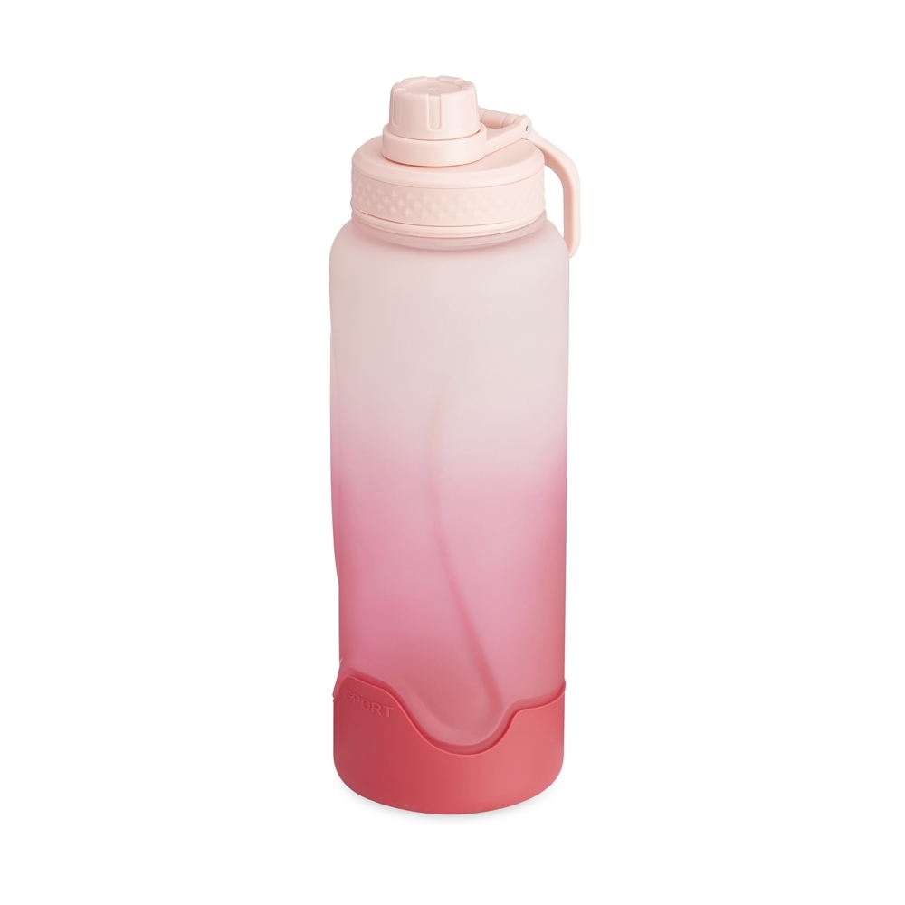 Squeeze plástico 1,1 litro personalizado com a logo da empresa, na cor rosa claro