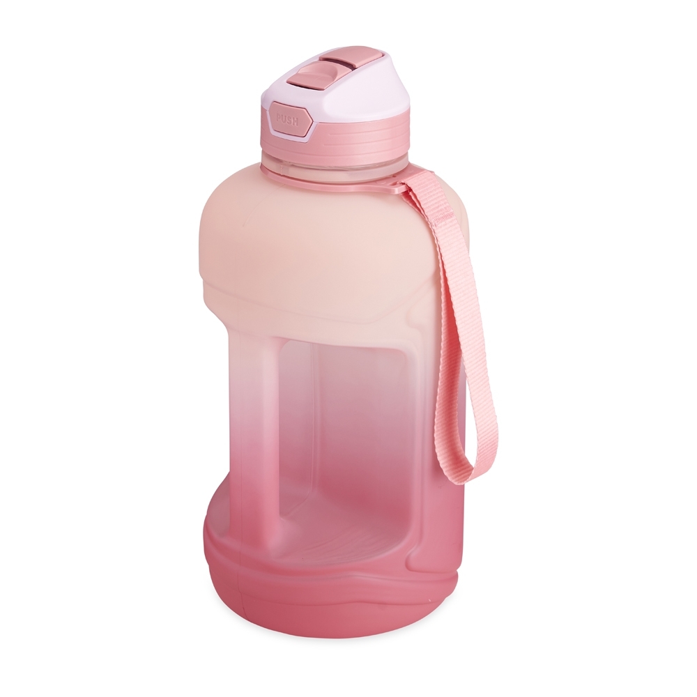 Squeeze plástico 2,2 litros personalizado com a logo da empresa, na cor rosa claro