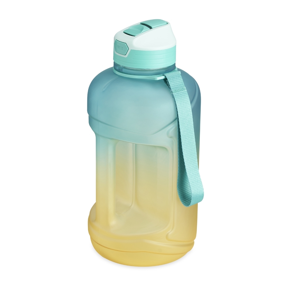 Squeeze plástico 2,2 litros personalizado com a logo da empresa, na cor verde / amarelo