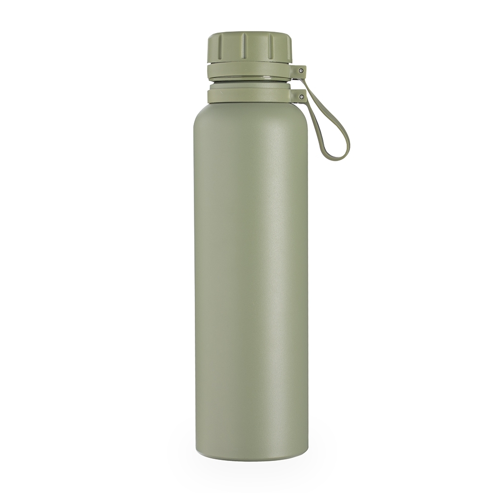 Garrafa térmica 1 litro com infusor e alça personalizada com a logo da empresa, na cor verde