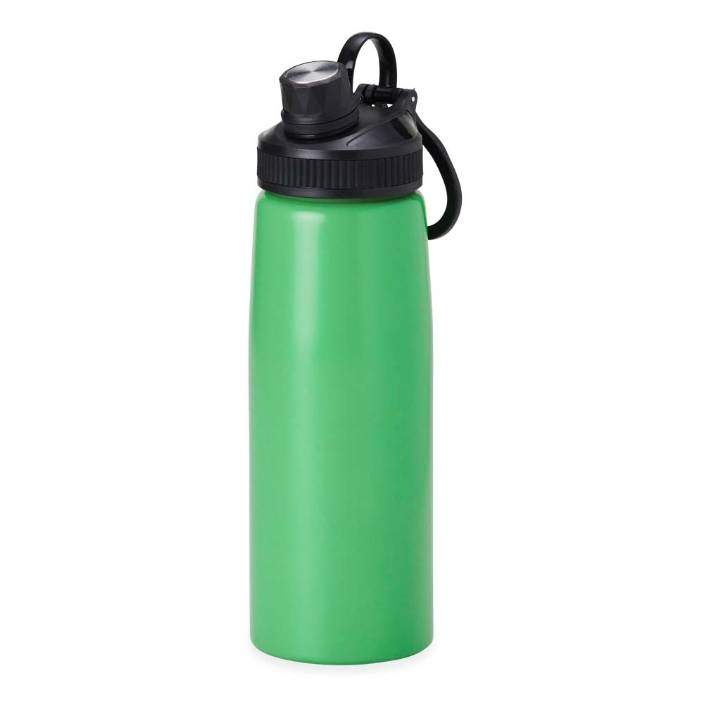 Squeeze inox 900 ml com alça personalizado com a logo da empresa, na cor verde / preto
