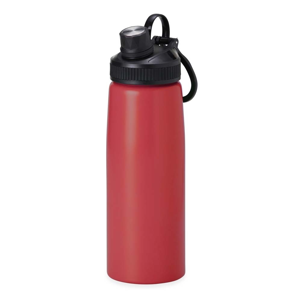 Squeeze inox 900 ml com alça personalizado com a logo da empresa, na cor vermelho