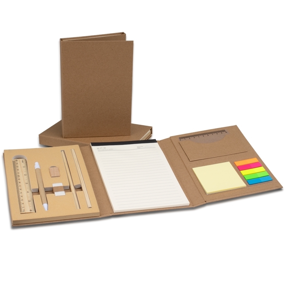 Kit bloco de anotações ecológico na cor Kraft, personalizado com a logo da empresa