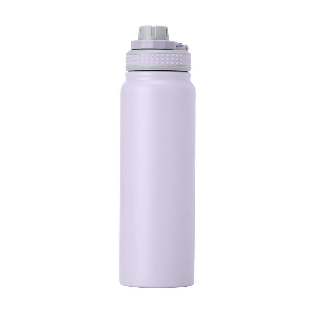 Garrafa térmica 850 ml de inox com infusor e alça personalizada com a logo da empresa, na cor lilás
