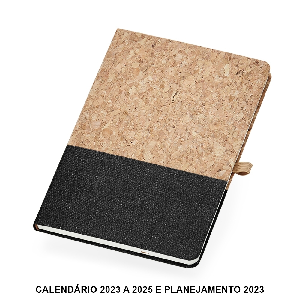 Caderneta cortiça na cor Preto / Bege, personalizada com a logo da empresa