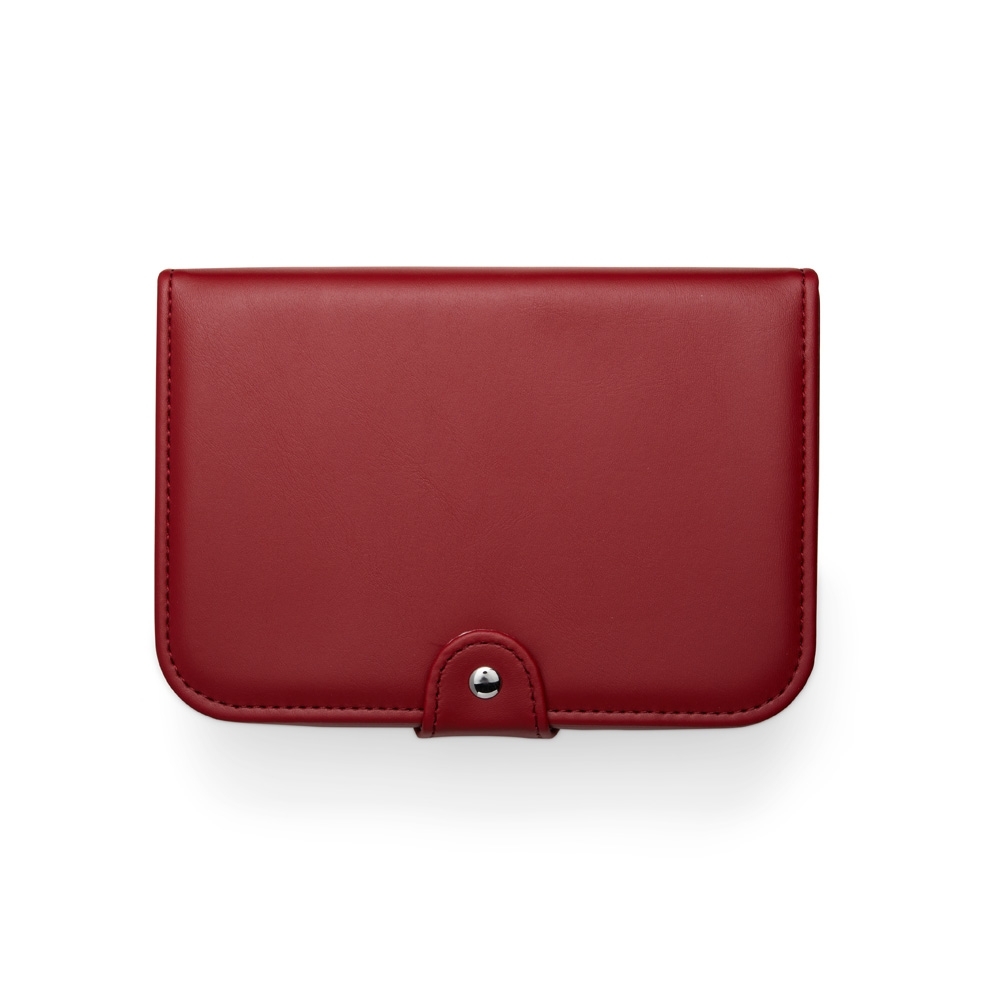 Porta joias de couro sintético com espelho na cor Vermelho, personalizado com a logo da empresa