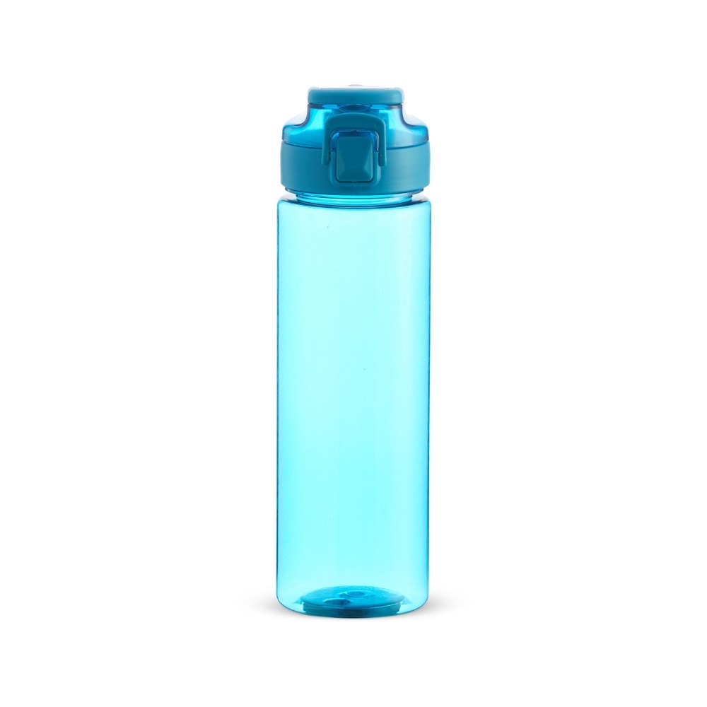 Squeeze plástico 750 ml com tampa de botão e alça personalizado com a logo da empresa