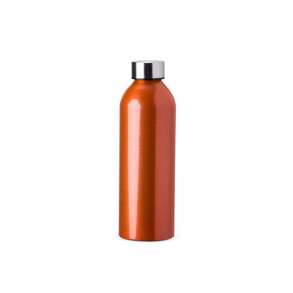 Garrafa de alumínio 800 ml personalizada com a logo da empresa, na cor laranja / inox