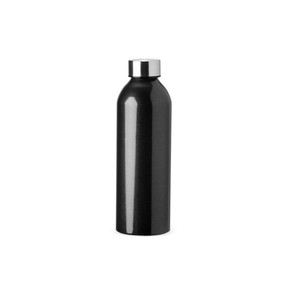 Garrafa de alumínio 800 ml na cor Preto / Prata, personalizada com a logo da empresa