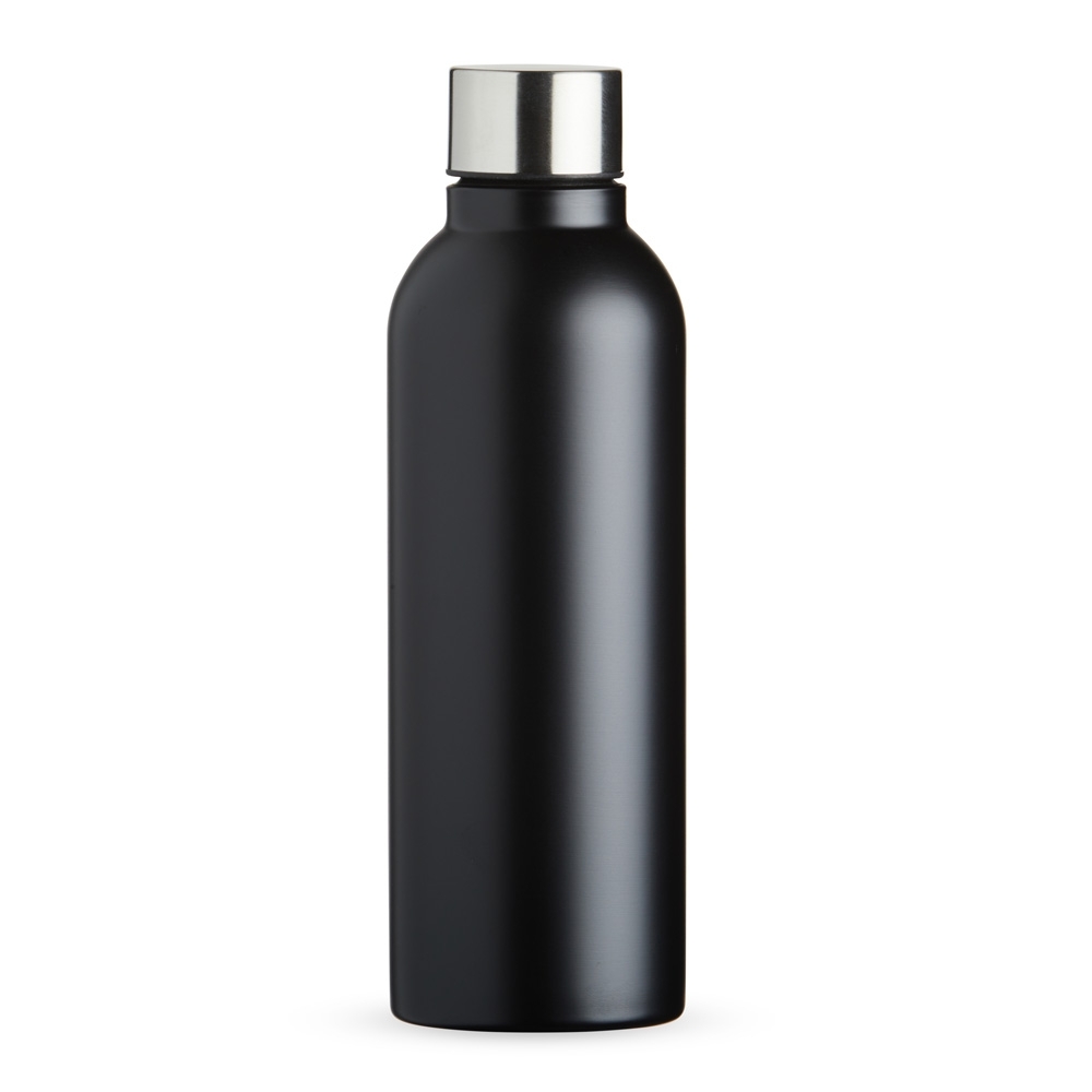Garrafa inox 800 ml fosca na cor Preto / Inox, personalizada com a logo da empresa