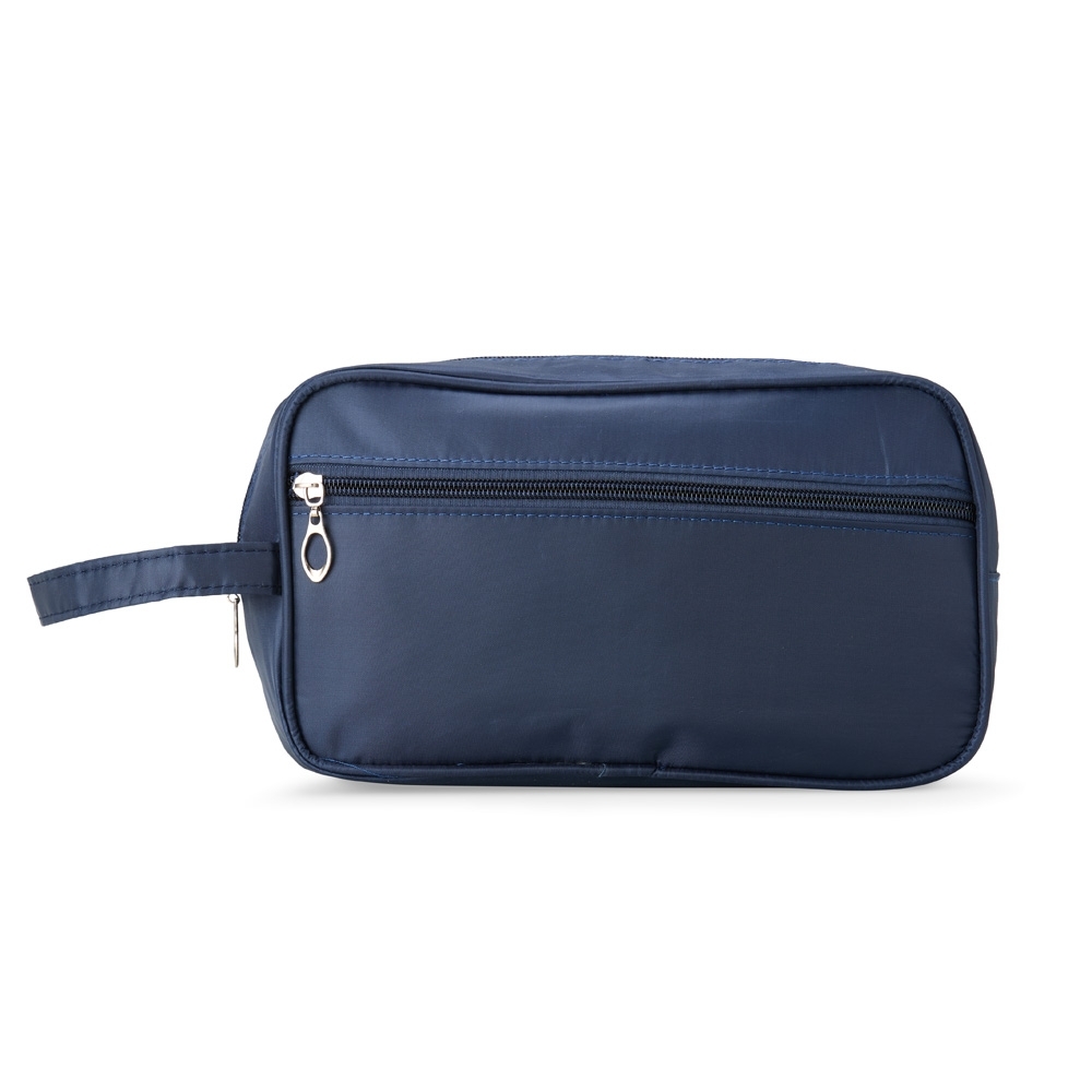 Nécessaire de poliéster impermeável com bolso frontal personalizada com a logo da empresa