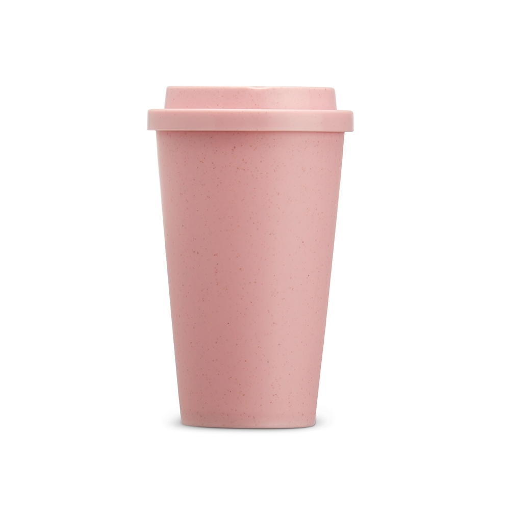 Copo de fibra de bambu 450 ml na cor Rosa, personalizado com a logo da empresa