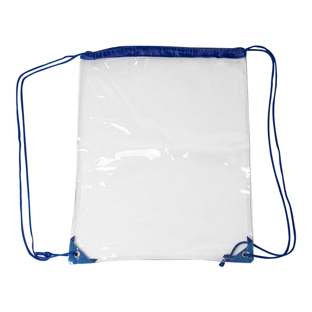Sacochila em PVC na cor Azul, personalizada com a logo da empresa