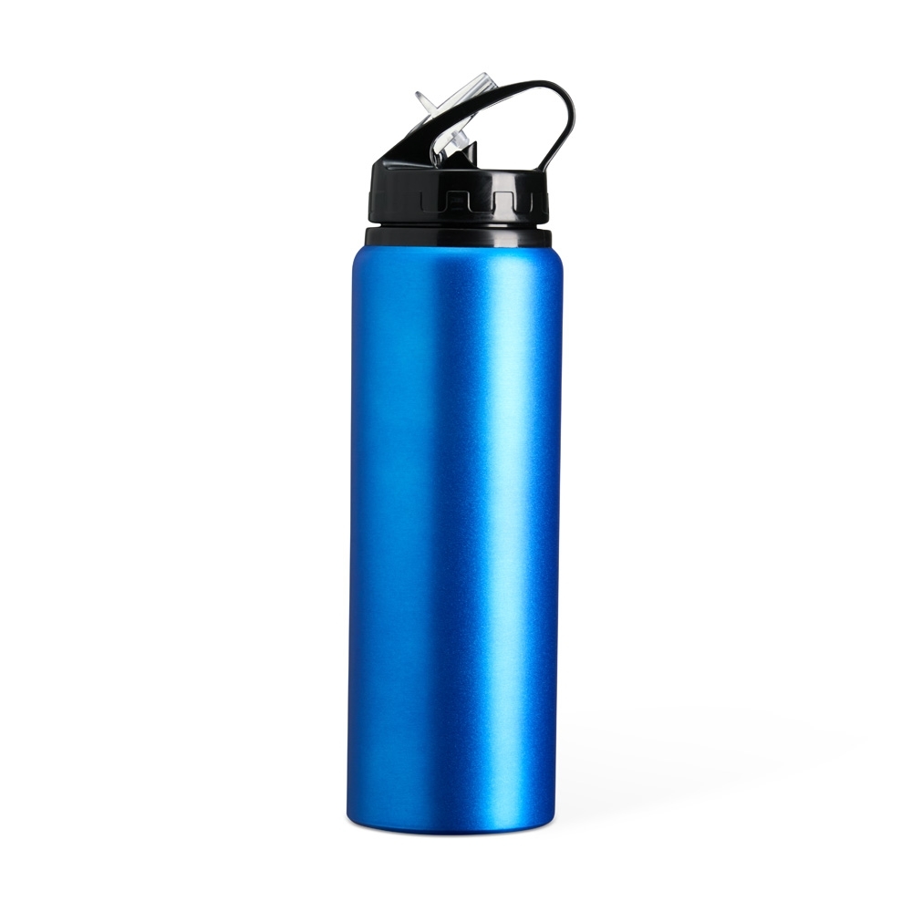 Squeeze de alumínio 800 ml personalizado com a logo da empresa, na cor azul / preto