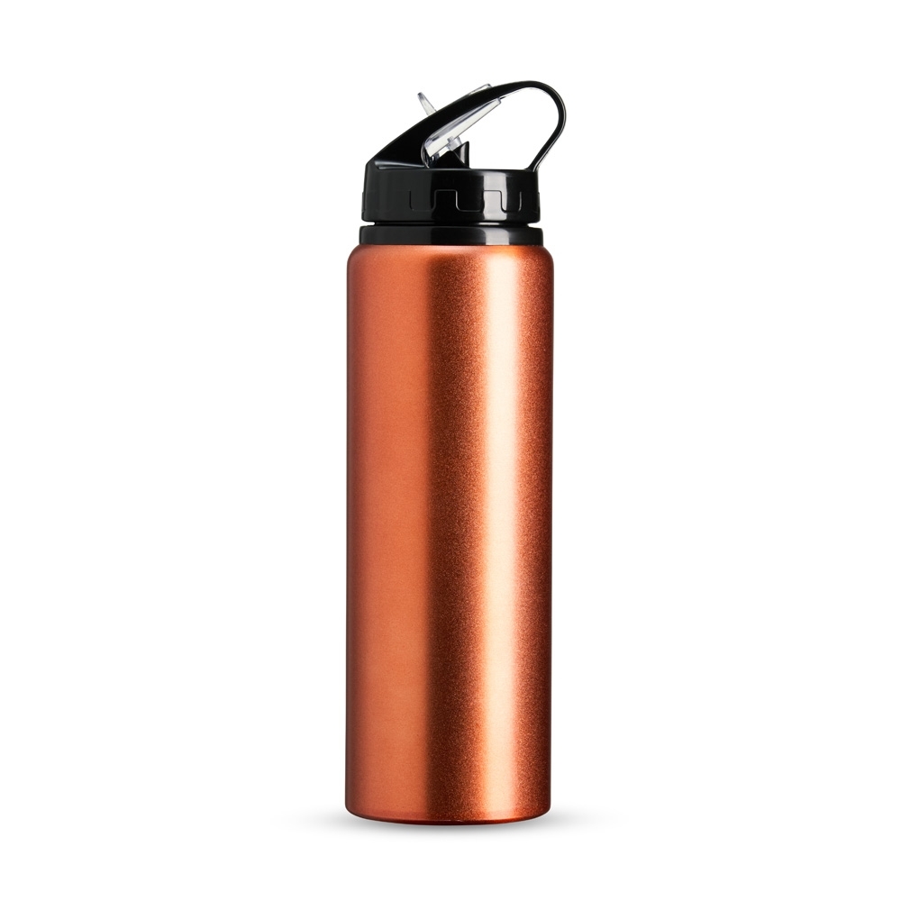 Squeeze de alumínio 800 ml personalizado com a logo da empresa, na cor laranja