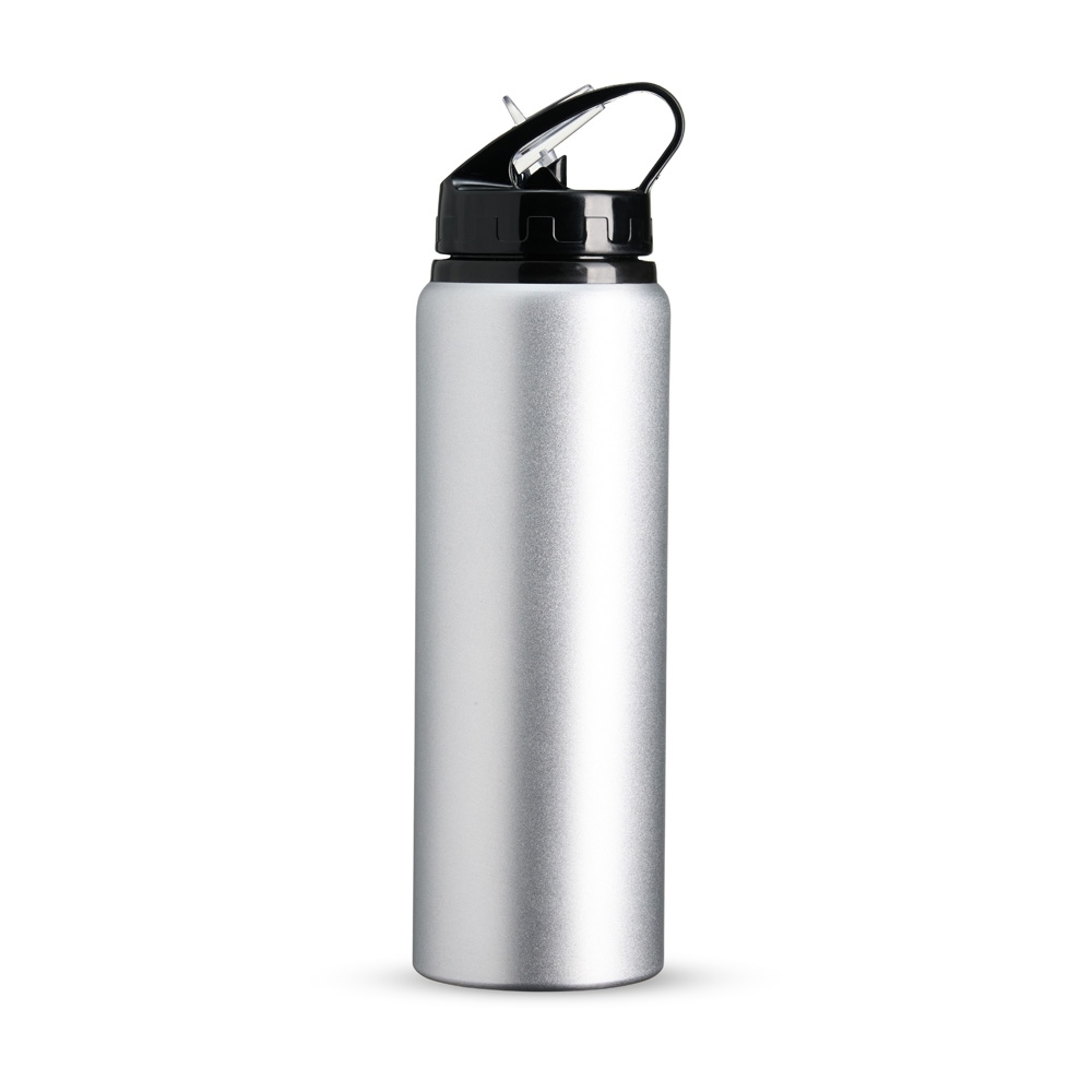 Squeeze de alumínio 800 ml personalizado com a logo da empresa, na cor prata / preto