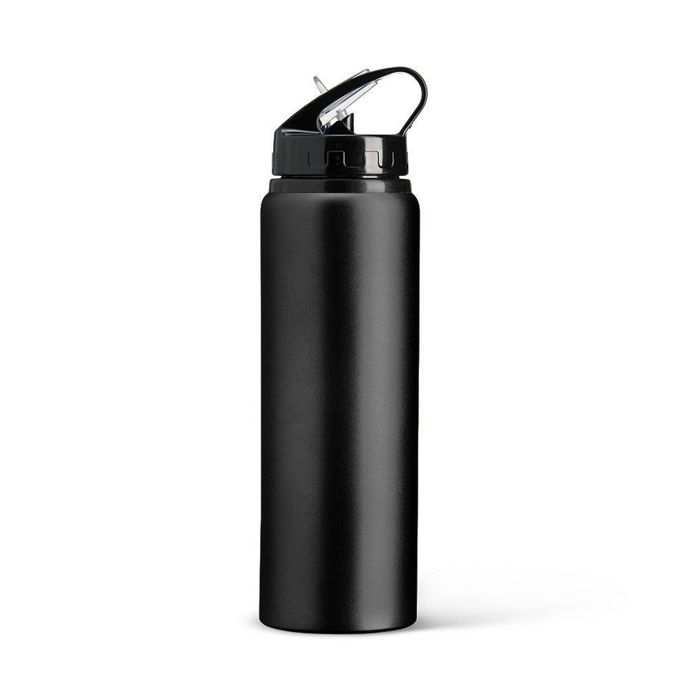 Squeeze de alumínio 800 ml na cor Preto, personalizado com a logo da empresa