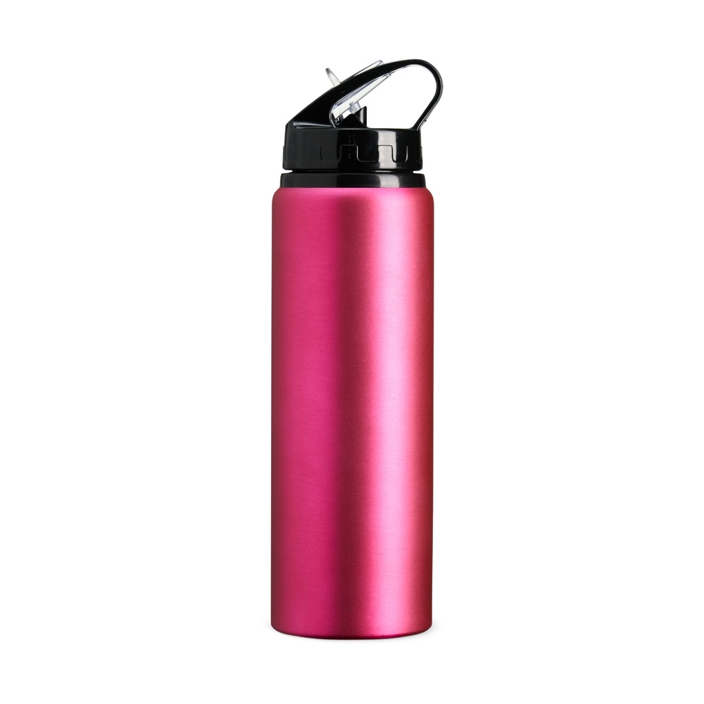 Squeeze de alumínio 800 ml personalizado com a logo da empresa, na cor rosa / preto