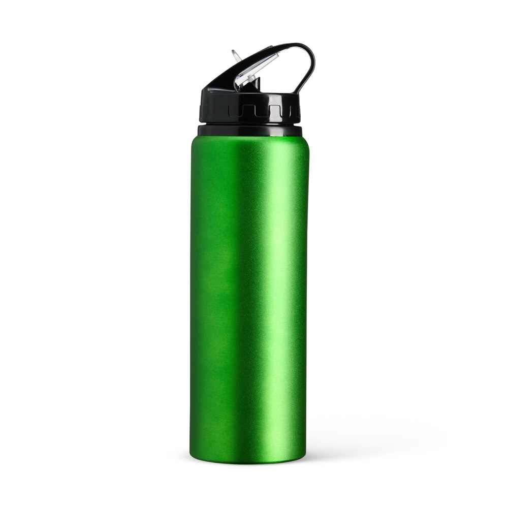 Squeeze de alumínio 800 ml personalizado com a logo da empresa, na cor verde / preto
