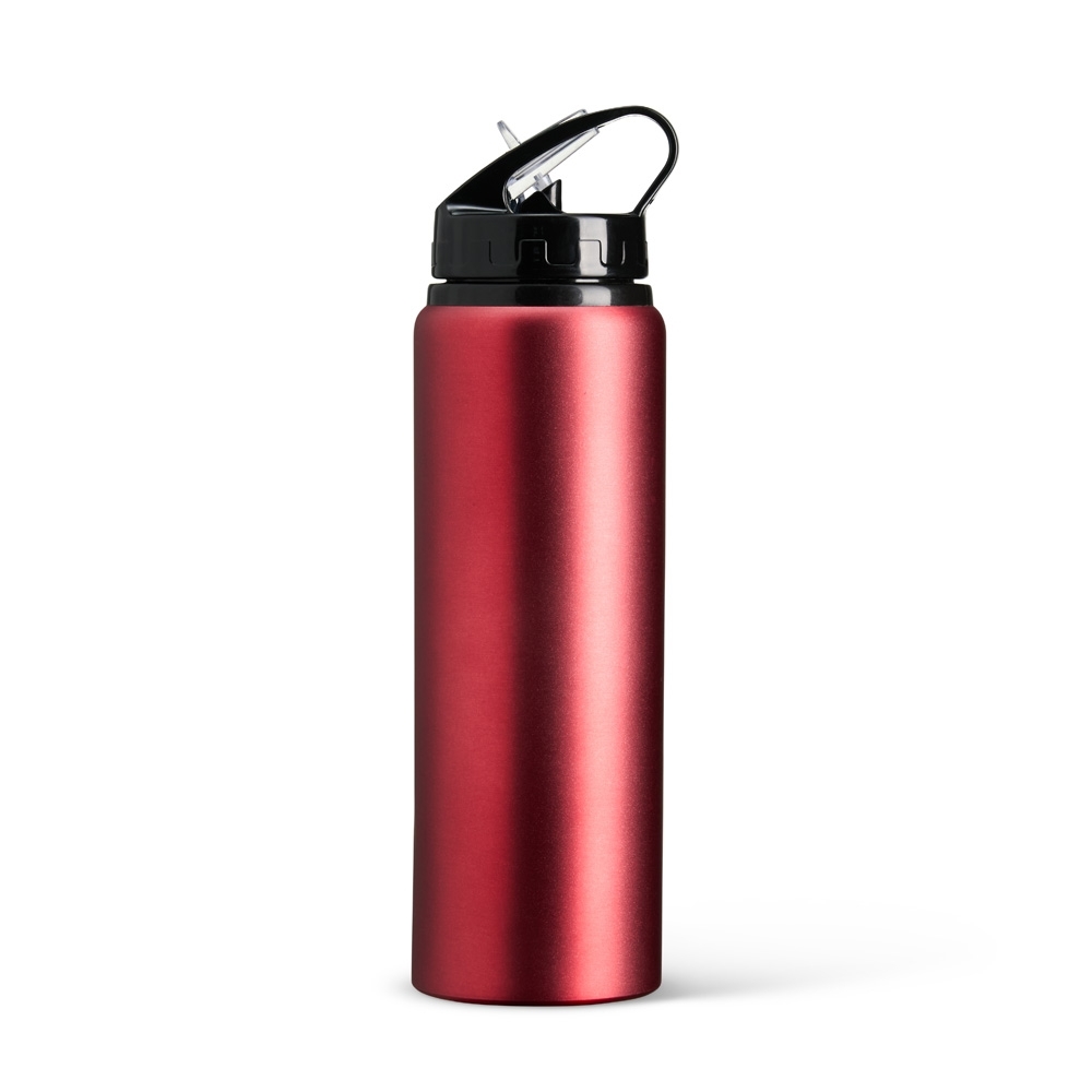 Squeeze de alumínio 800 ml personalizado com a logo da empresa, na cor vermelho / preto