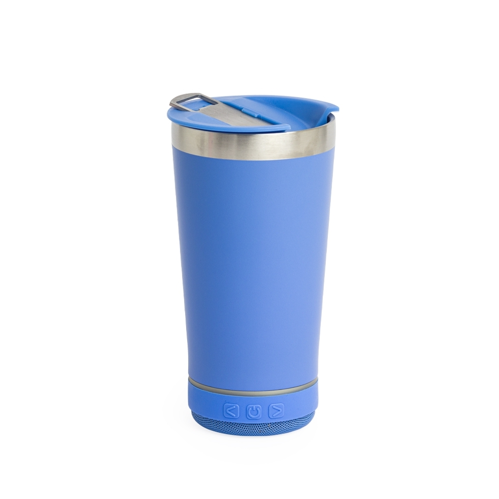 Copo térmico 400 ml de inox com caixa de som personalizado com a logo da empresa