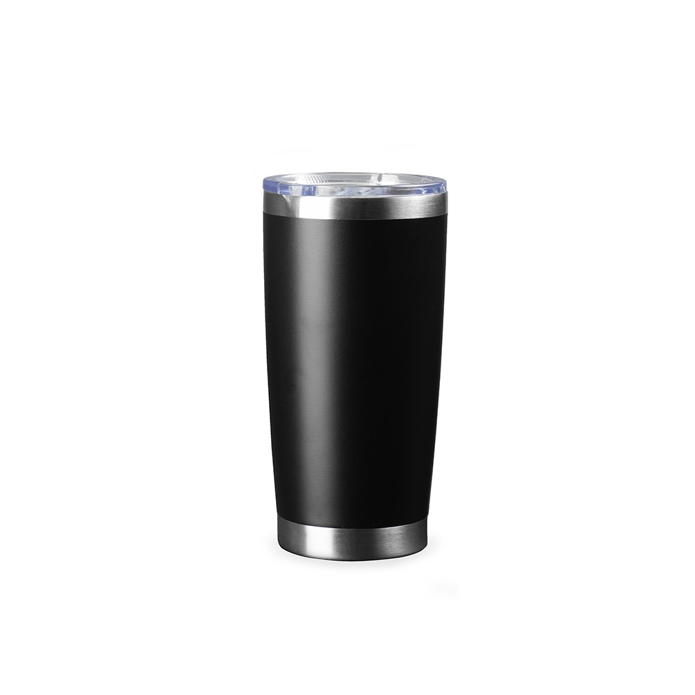 Copo térmico 520 ml de inox na cor Preto / Inox, personalizado com a logo da empresa