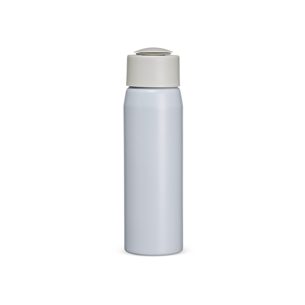 Garrafa de alumínio 600 ml com alça na cor Cinza, personalizada com a logo da empresa