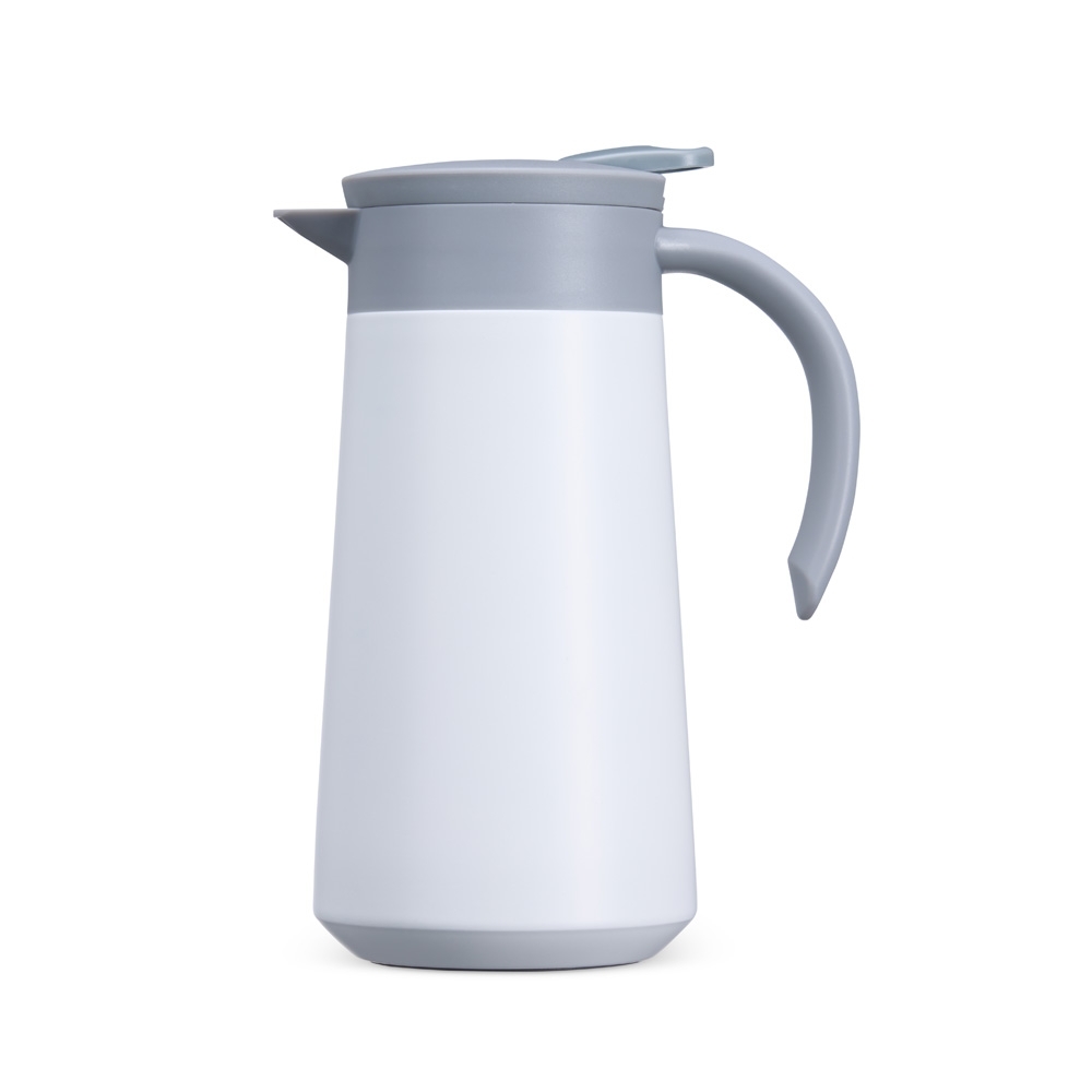 Garrafa térmica 800 ml de inox tipo bule com alavanca para servir personalizada com a logo da empresa