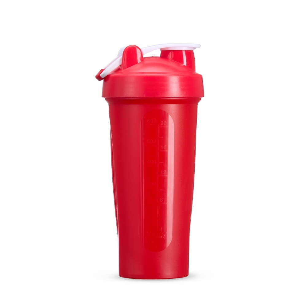Coqueteleira plástica 700 ml com alça sem BPA personalizada com a logo da empresa, na cor vermelho