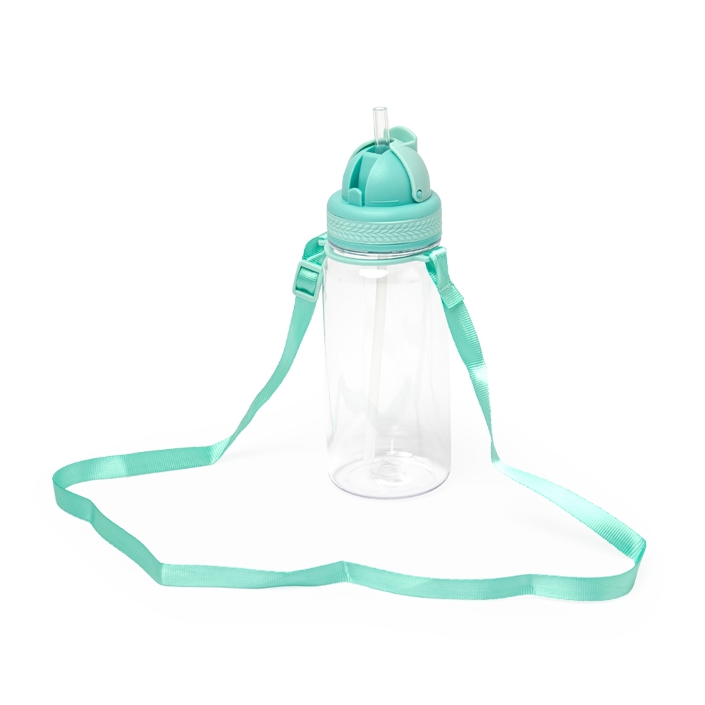 Squeeze plástico 420 ml com canudo na cor Verde claro, personalizado com a logo da empresa