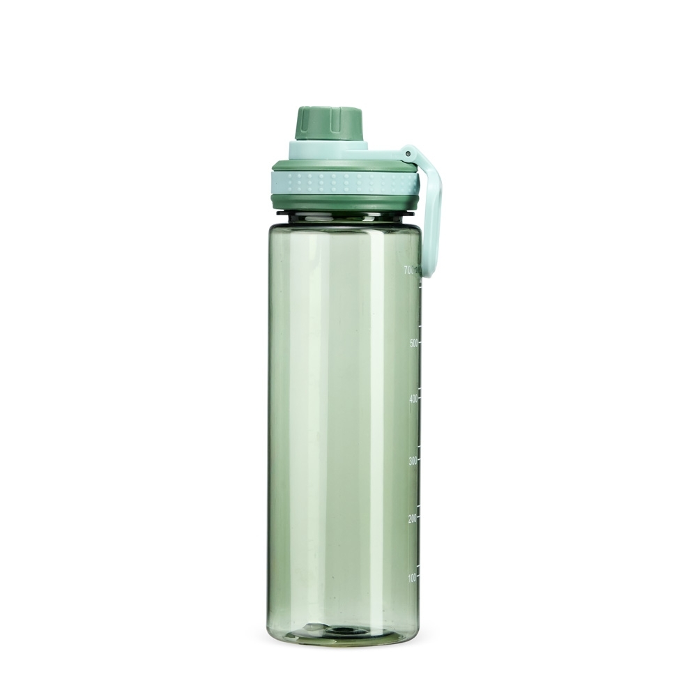 Garrafa plástica 750 ml com marcação de volume e alça