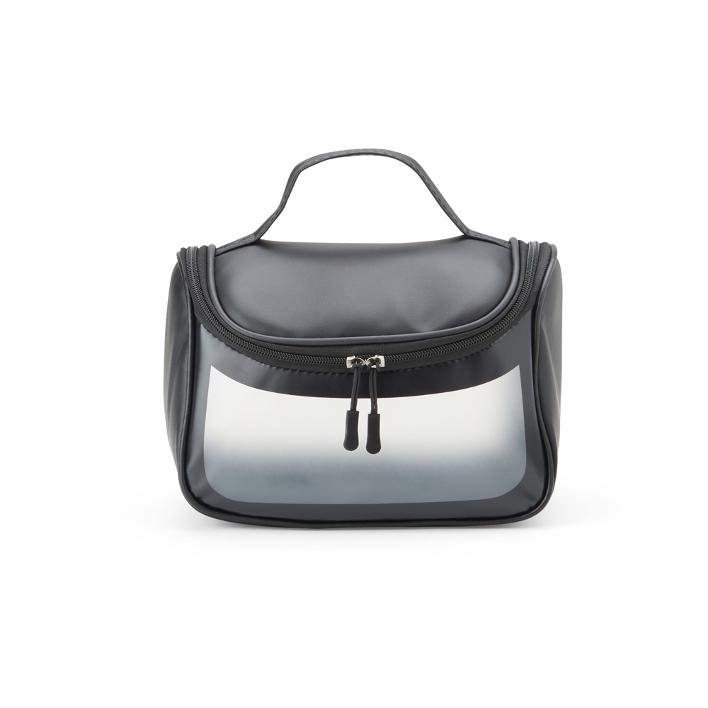 Nécessaire PU com visor na cor Preto, personalizada com a logo da empresa