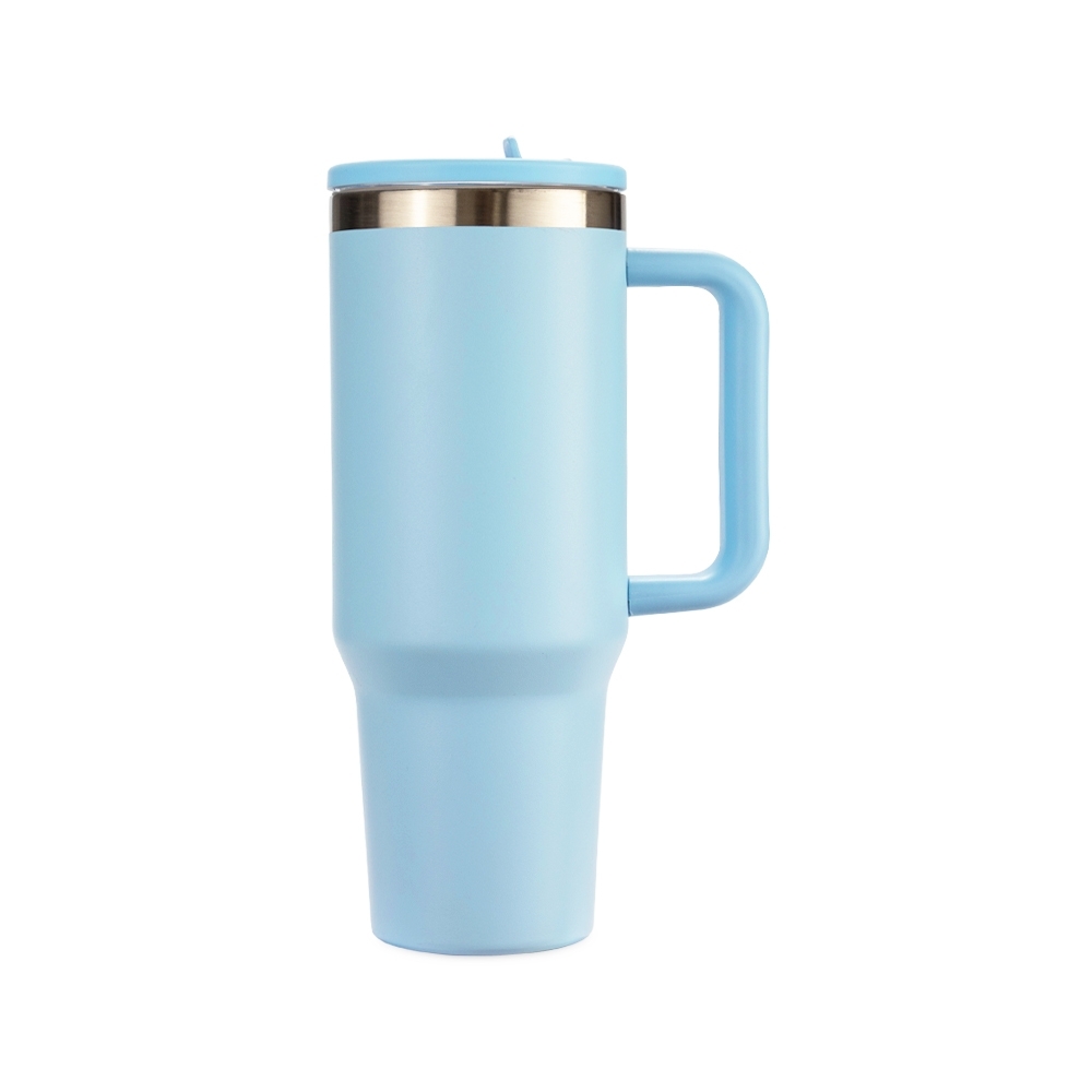 Caneca térmica 1,2 litro de inox com canudo e bico flexível personalizada com a logo da empresa