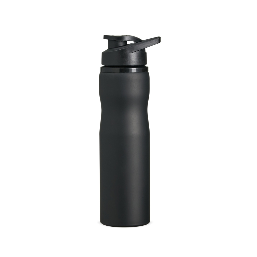 Squeeze inox 750 ml com alça na cor Preto, personalizado com a logo da empresa