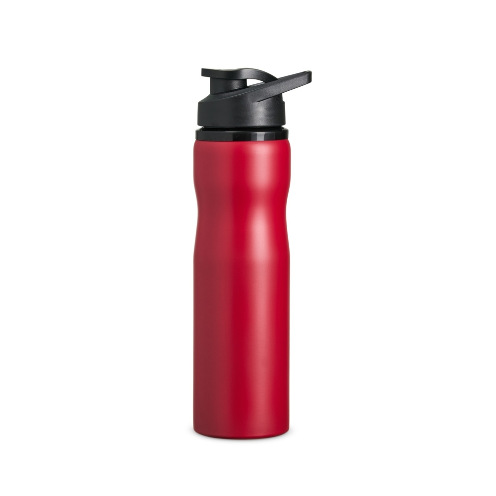 Squeeze inox 750 ml com alça personalizado com a logo da empresa, na cor vermelho / preto