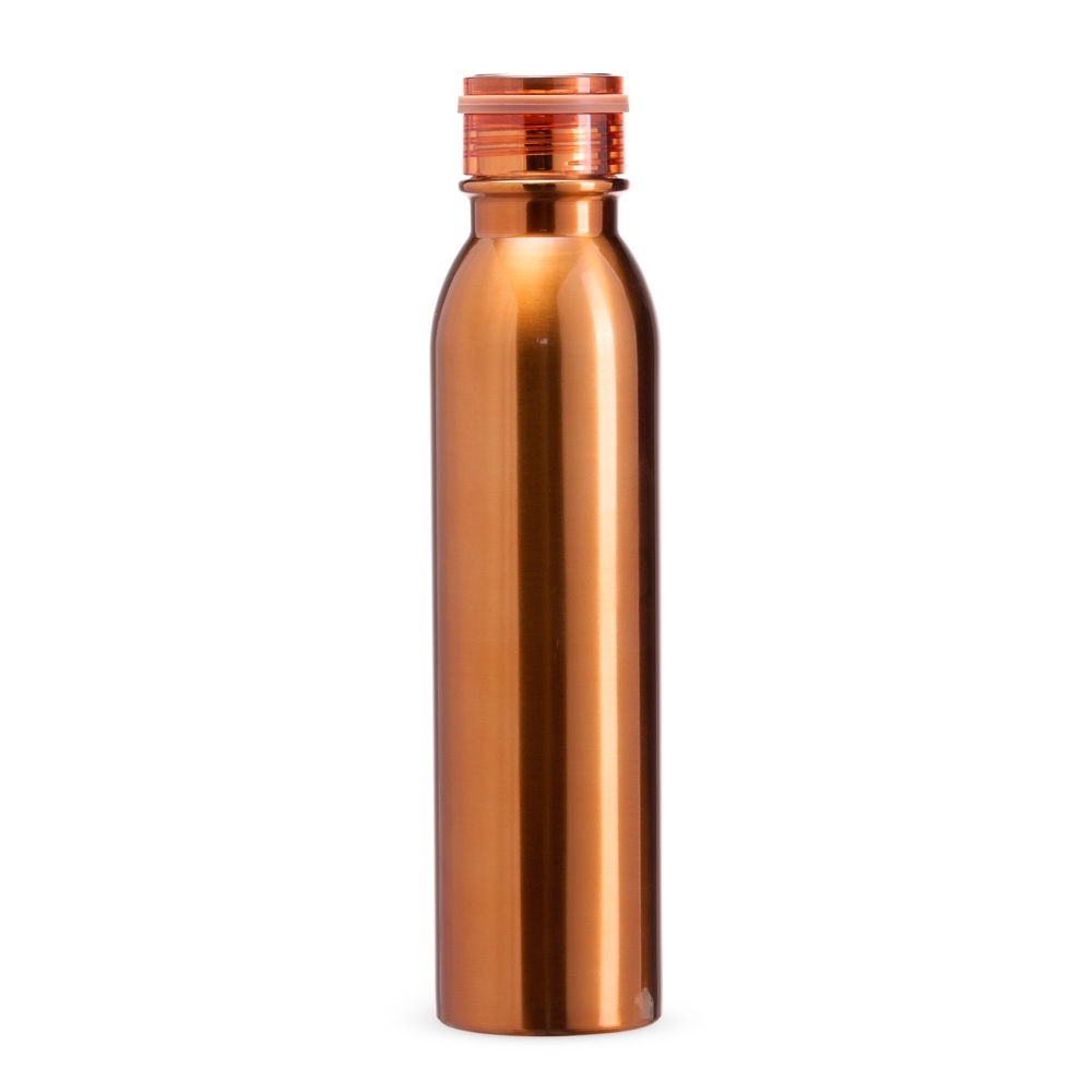 Garrafa térmica inox 800 ml personalizada com a logo da empresa, na cor cobre