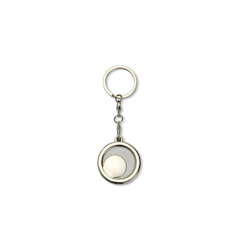 Chaveiro porta-foto inox circular na cor Inox, personalizado com a logo da empresa