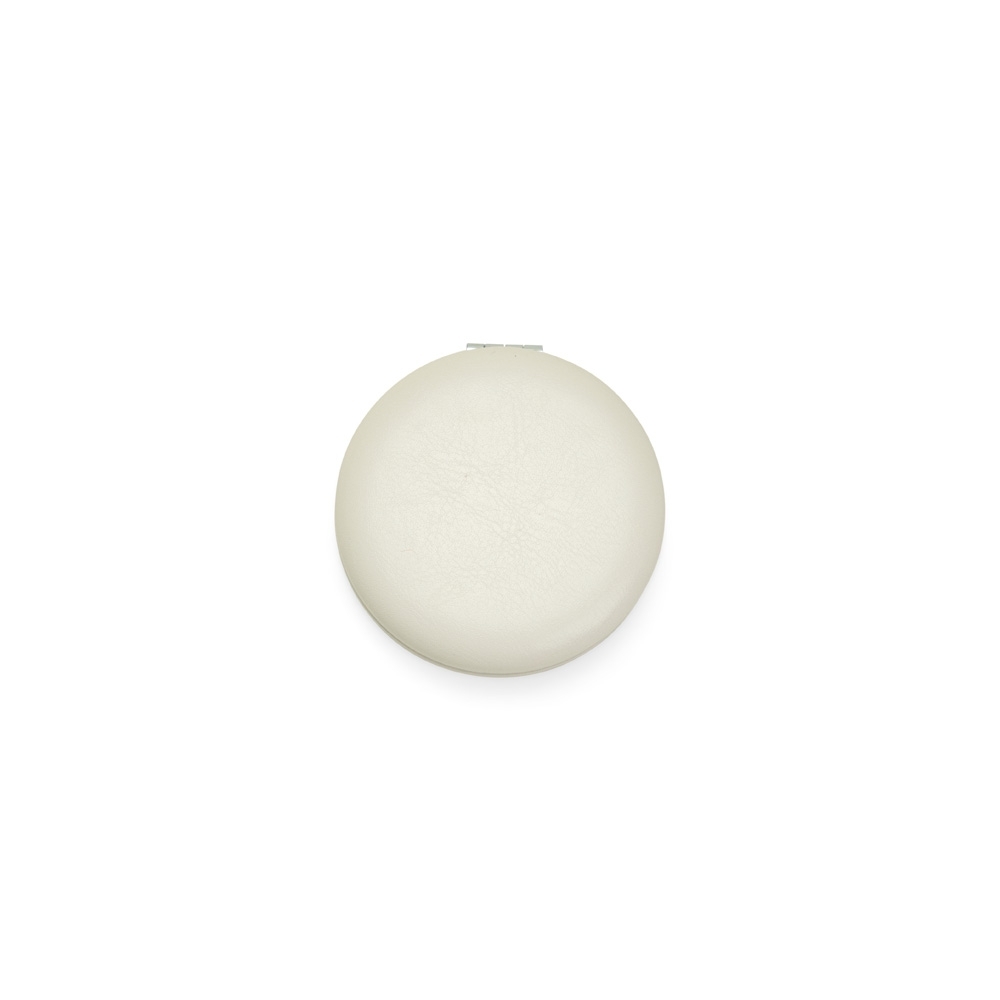 Espelho duplo revestido em PU na cor Branco, personalizado com a logo da empresa