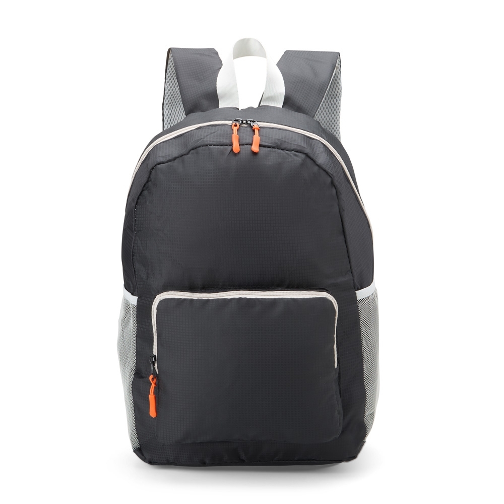 Mochila de nylon dobrável 24 litros impermeável na cor Preto, personalizada com a logo da empresa