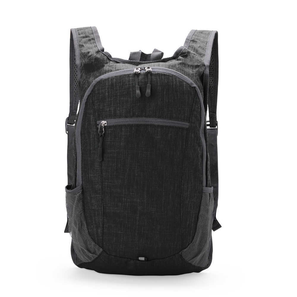 Mochila oxford dobrável 14 litros na cor Preto, personalizada com a logo da empresa