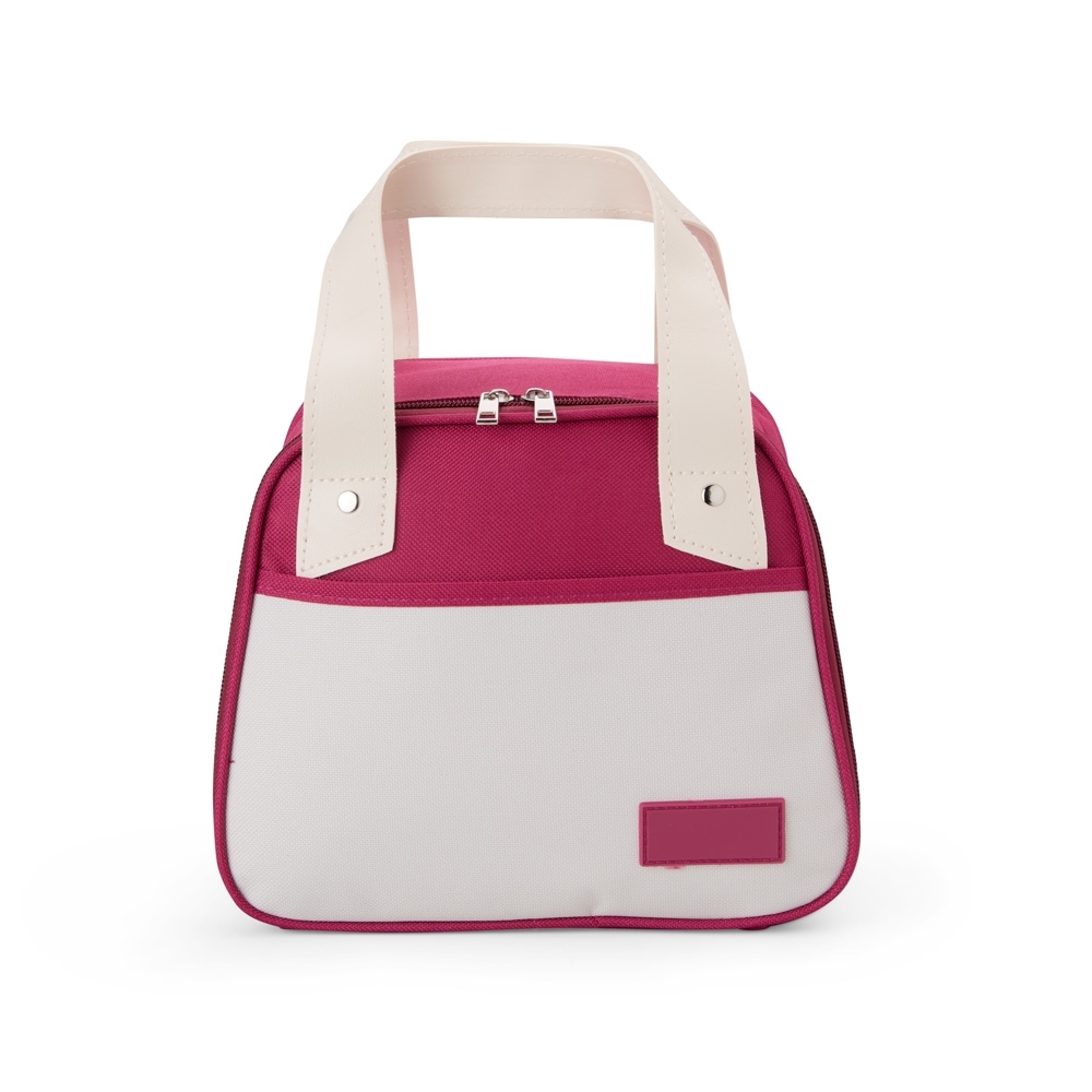 Bolsa térmica 5 litros personalizada com a logo da empresa, na cor vermelho / branco