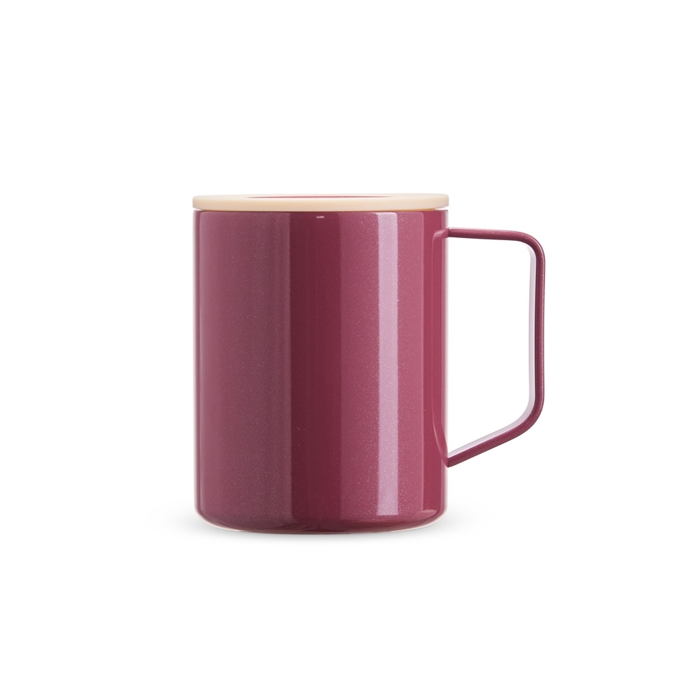 Caneca inox parede dupla 270 ml personalizada com a logo da empresa, na cor vinho
