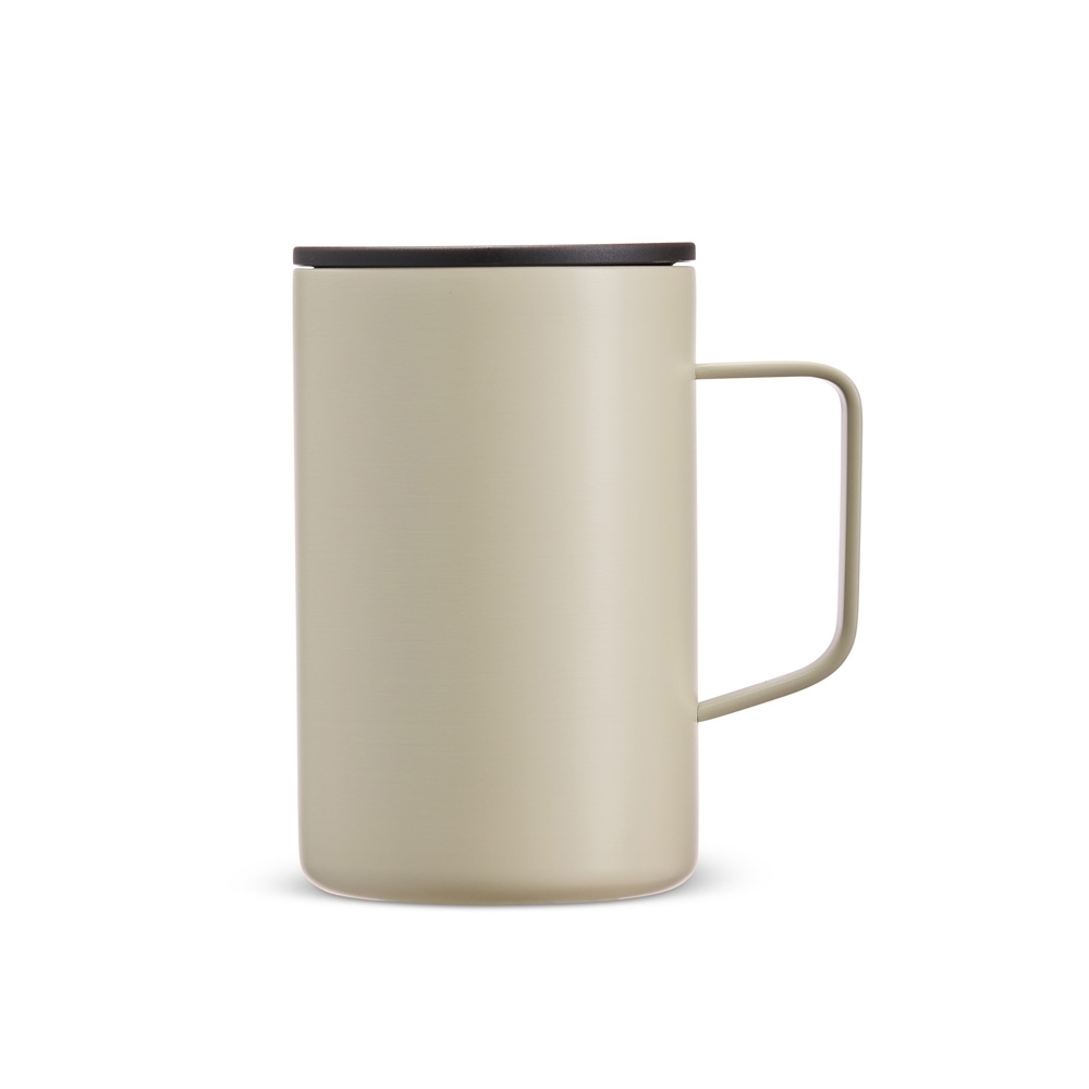 Caneca inox parede dupla 350 ml fosca com alça reta personalizada com a logo da empresa