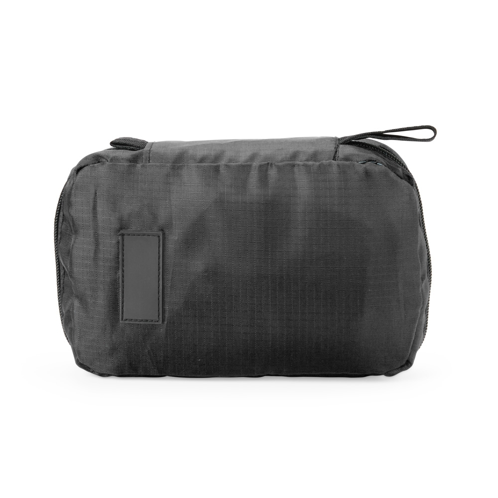 Nécessaire de nylon com 3 compartimentos na cor Preto, personalizada com a logo da empresa