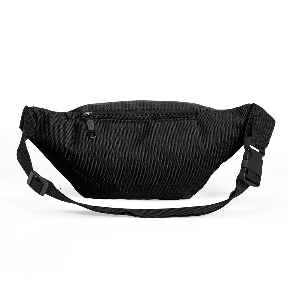 Pochete oxford com 2 compartimentos na cor Preto, personalizada com a logo da empresa