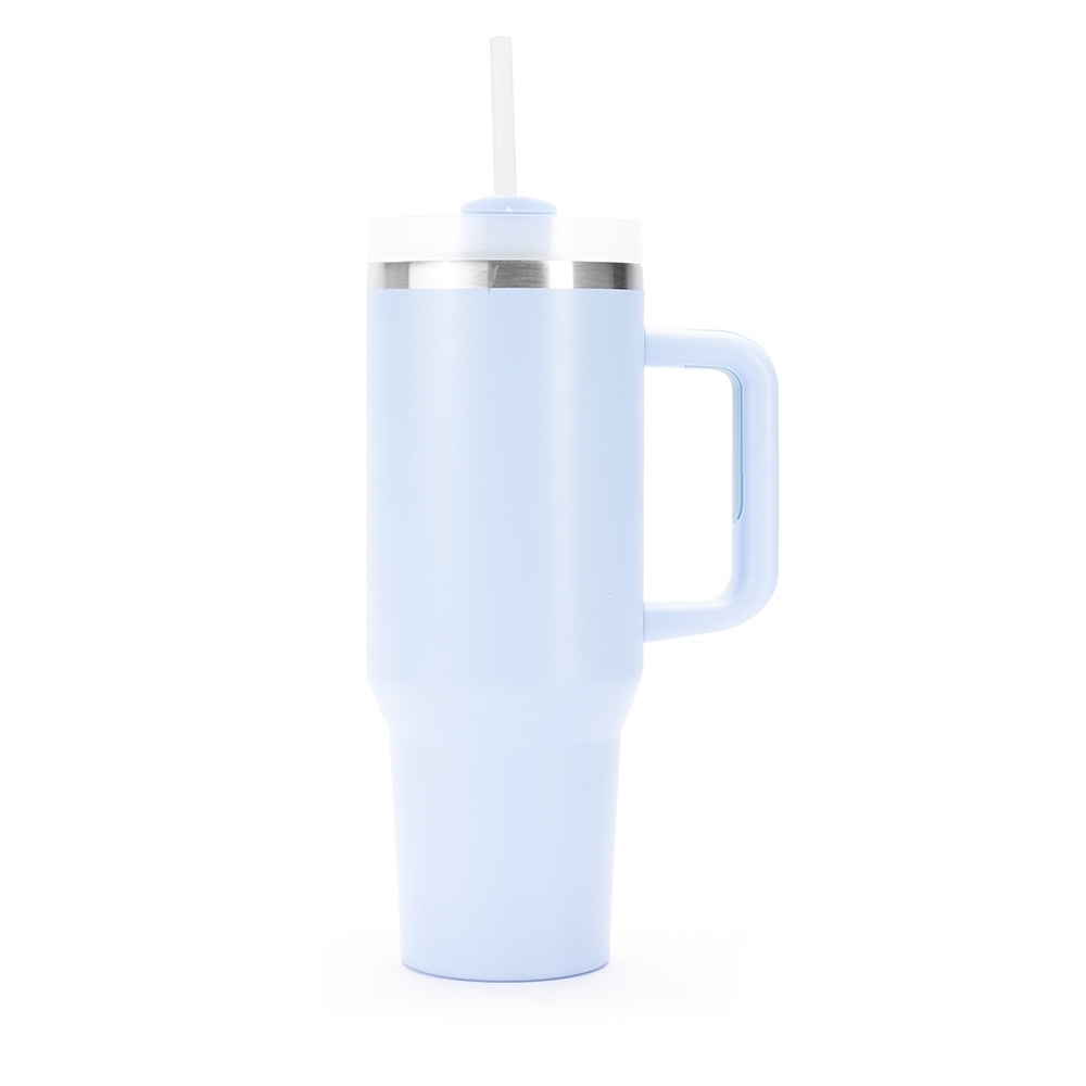 Caneca térmica 1,2 litro de inox com canudo e pegador emborrachado personalizada com a logo da empresa
