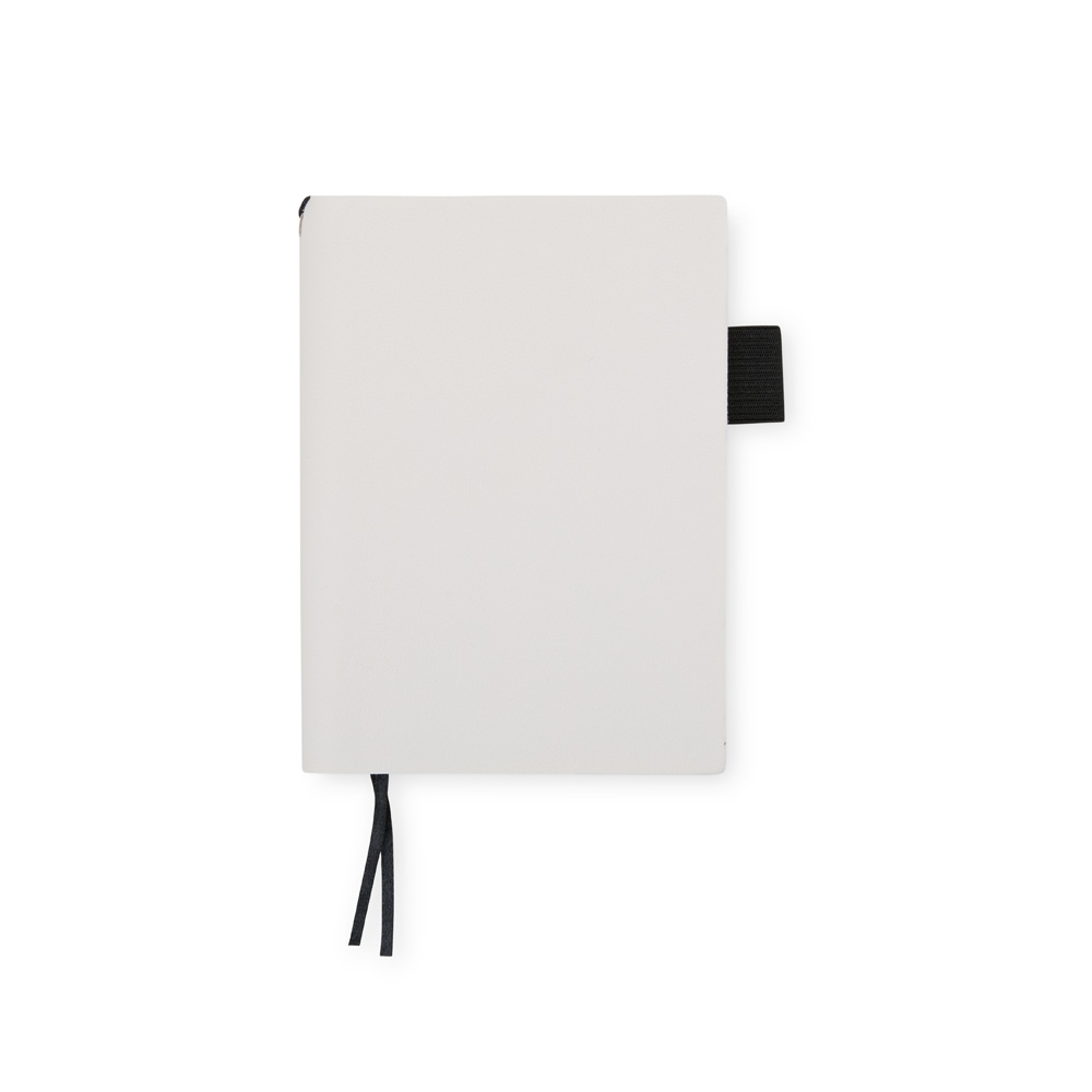 Caderno em couro sintético na cor Branco, personalizado com a logo da empresa