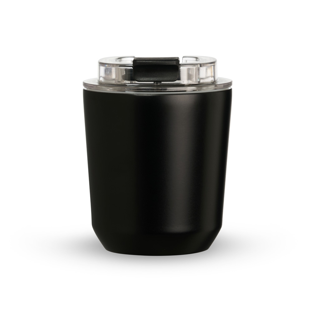 Copo térmico 280 ml na cor Preto, personalizado com a logo da empresa