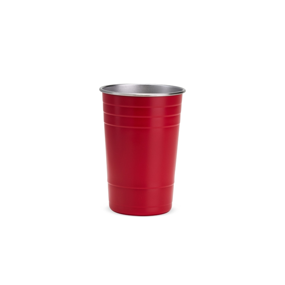 Copo inox 480 ml personalizado com a logo da empresa, na cor vermelho