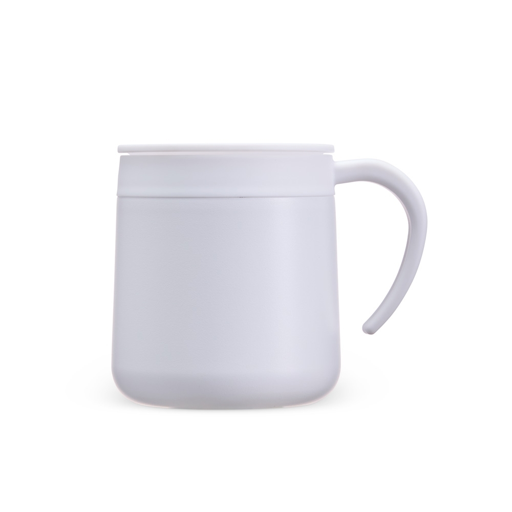 Caneca térmica inox 300 ml na cor Branco, personalizada com a logo da empresa